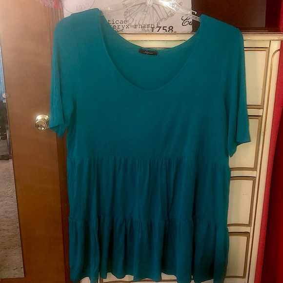 Soprano- teal babydoll too- stretchy knit- L/XL - Picture 1 of 4
